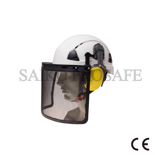 High quality Safety Helmet with Face Shield -  mesh visor and earmuffs- KM1504102-C