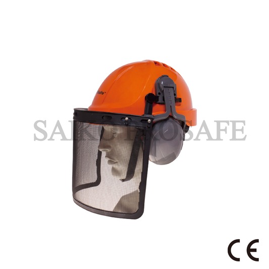 High quality Safety Helmet with Face Shield -  mesh visor and earmuffs- KM1504102-D